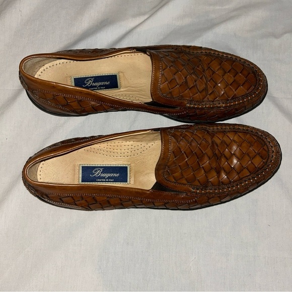 Bragano Italy Brown Leather Woven Loafers - Picture 13 of 13